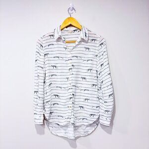 JANE & DELANCEY White striped tiger blouse | Casual playful | Small